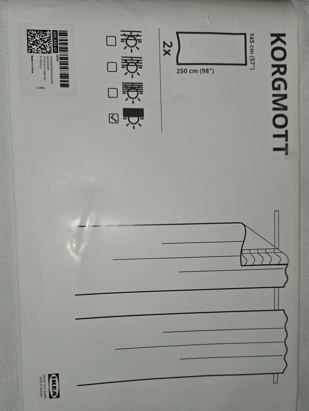 IKEA KORGMOTT White Curtain Panel Set (1 Pair)